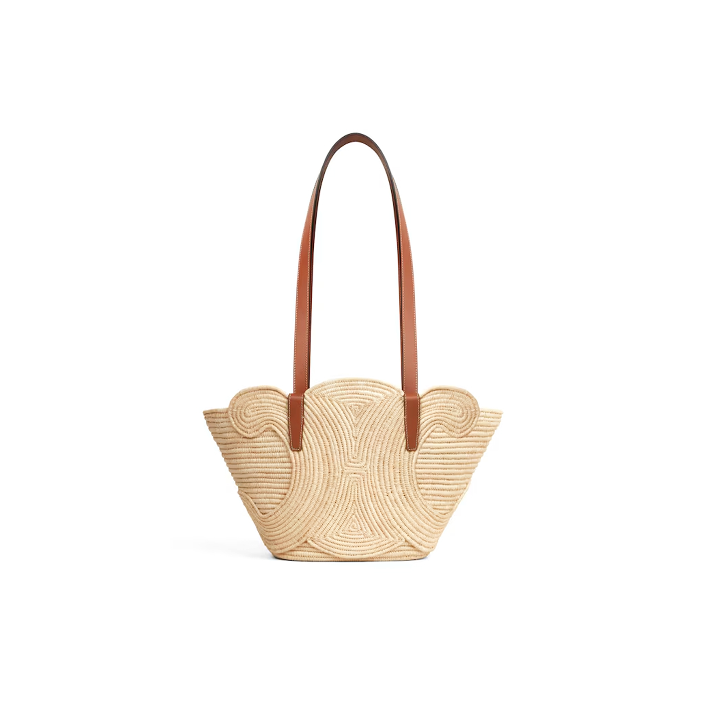 Ce**e classic panier small braided triomphe in raffia and calfskin 117022fwb.04lu (42*21.5*12cm)